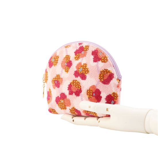 フラワーペタルチェック シェル型ポーチ L/FPC-257339